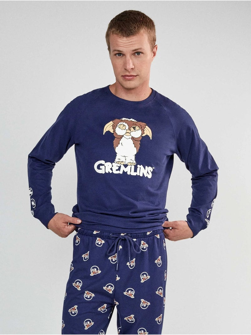 Ensemble pyjama homme gremlins 100% coton Bleu marine - Kiabi