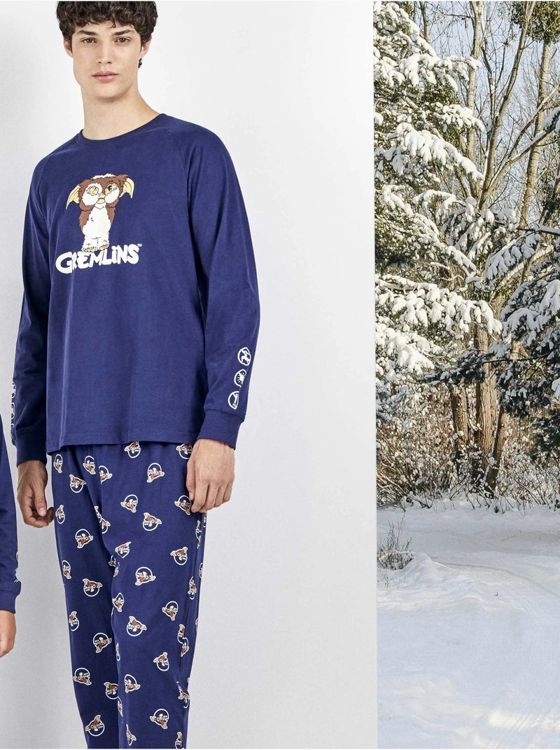 Ensemble pyjama homme gremlins 100% coton Bleu marine - Kiabi