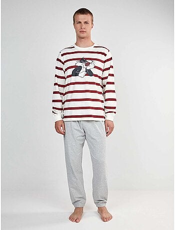 Ensemble pyjama homme looney tunes avec t-shirt à rayures de sylvester