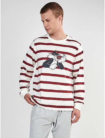 Ensemble pyjama homme looney tunes avec t-shirt à rayures de sylvester