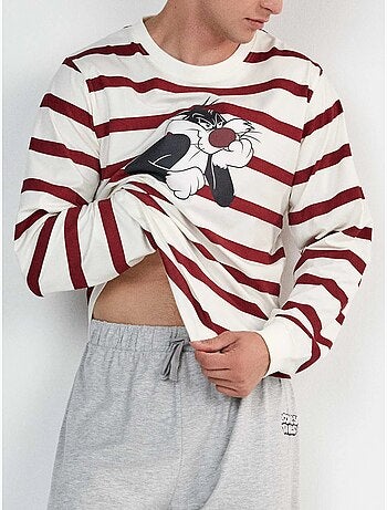 Ensemble pyjama homme looney tunes avec t-shirt à rayures de sylvester