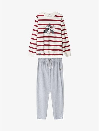 Ensemble pyjama homme looney tunes avec t-shirt à rayures de sylvester