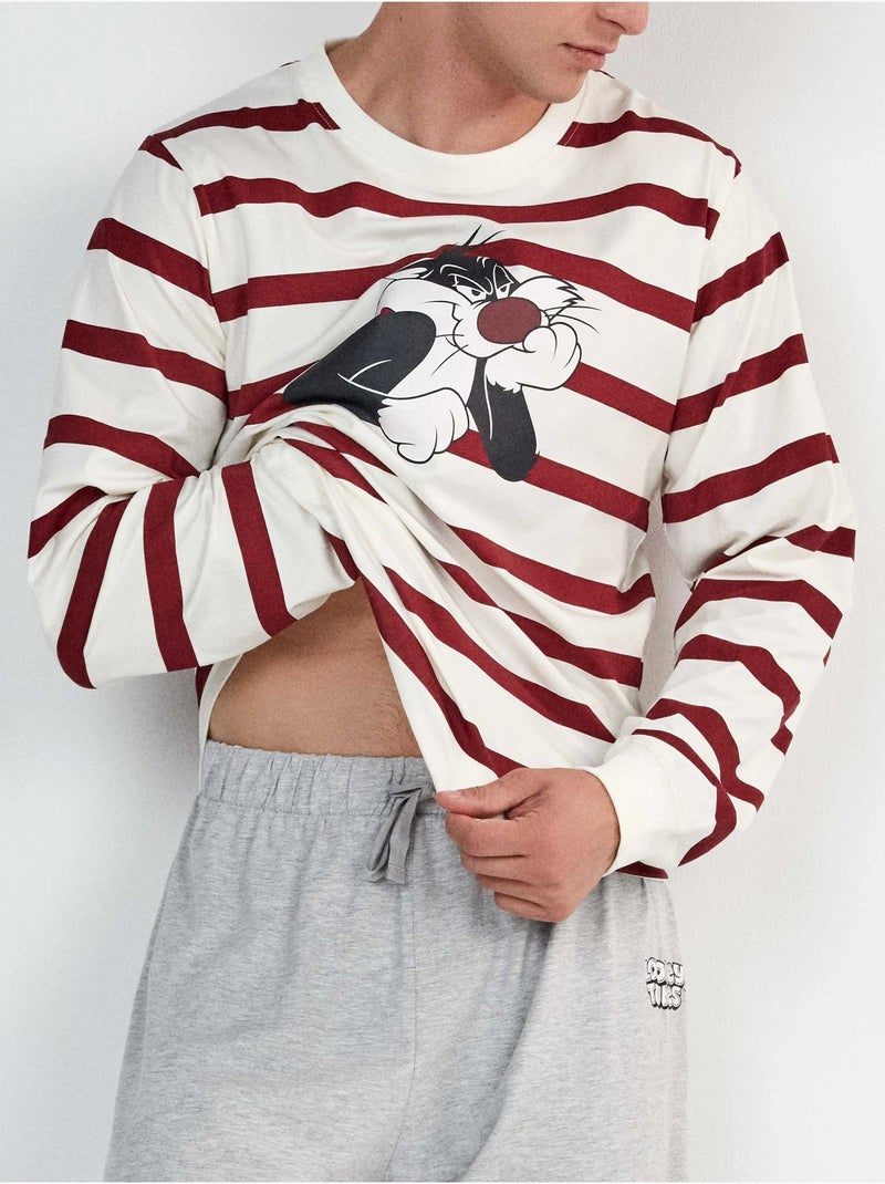 Ensemble pyjama homme looney tunes avec t-shirt à rayures de sylvester Multicolore - Kiabi