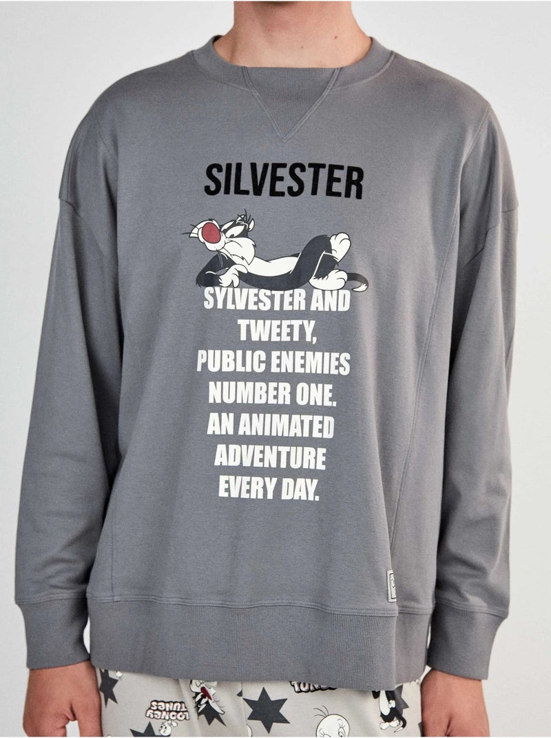 Ensemble pyjama homme looney tunes de sylvester Gris - Kiabi