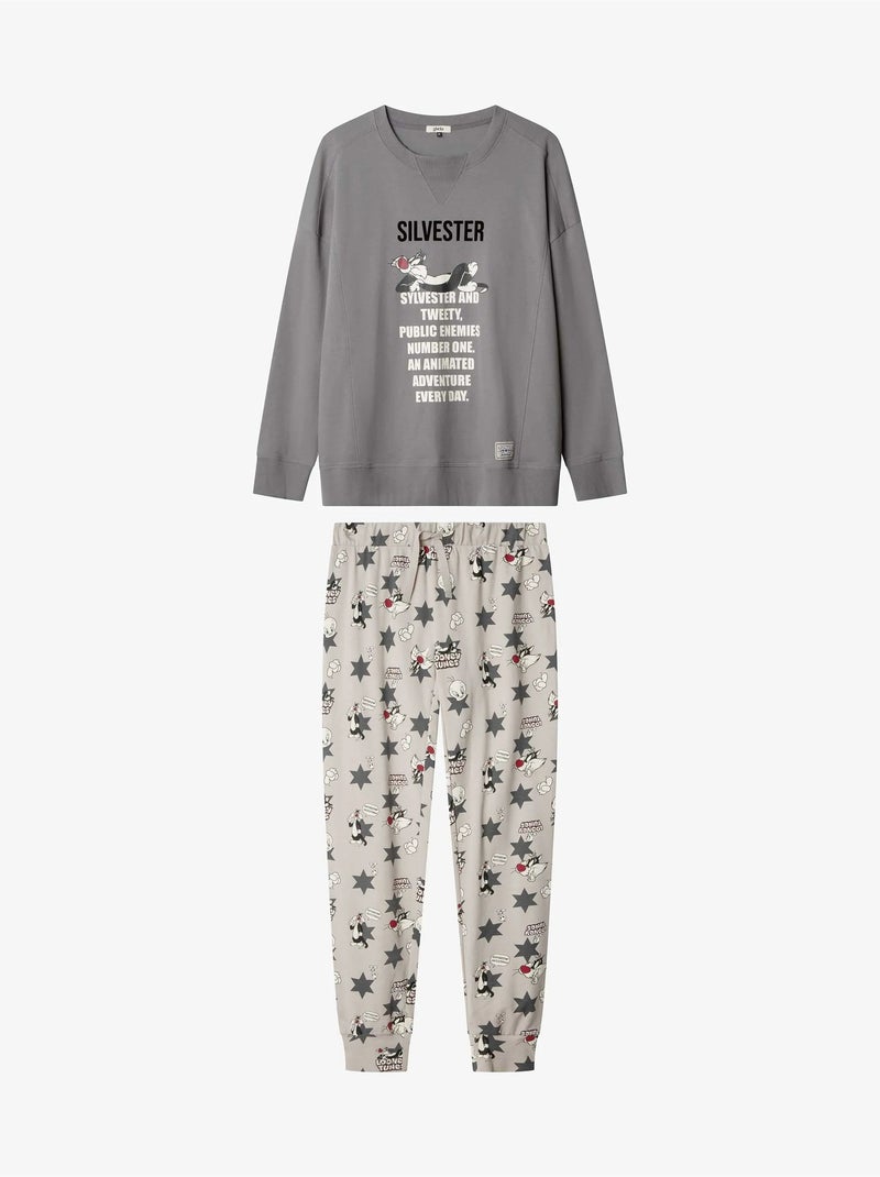 Ensemble pyjama homme looney tunes de sylvester Gris - Kiabi