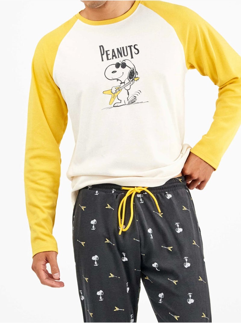 Ensemble pyjama homme snoopy en interlock point Ecru - Kiabi