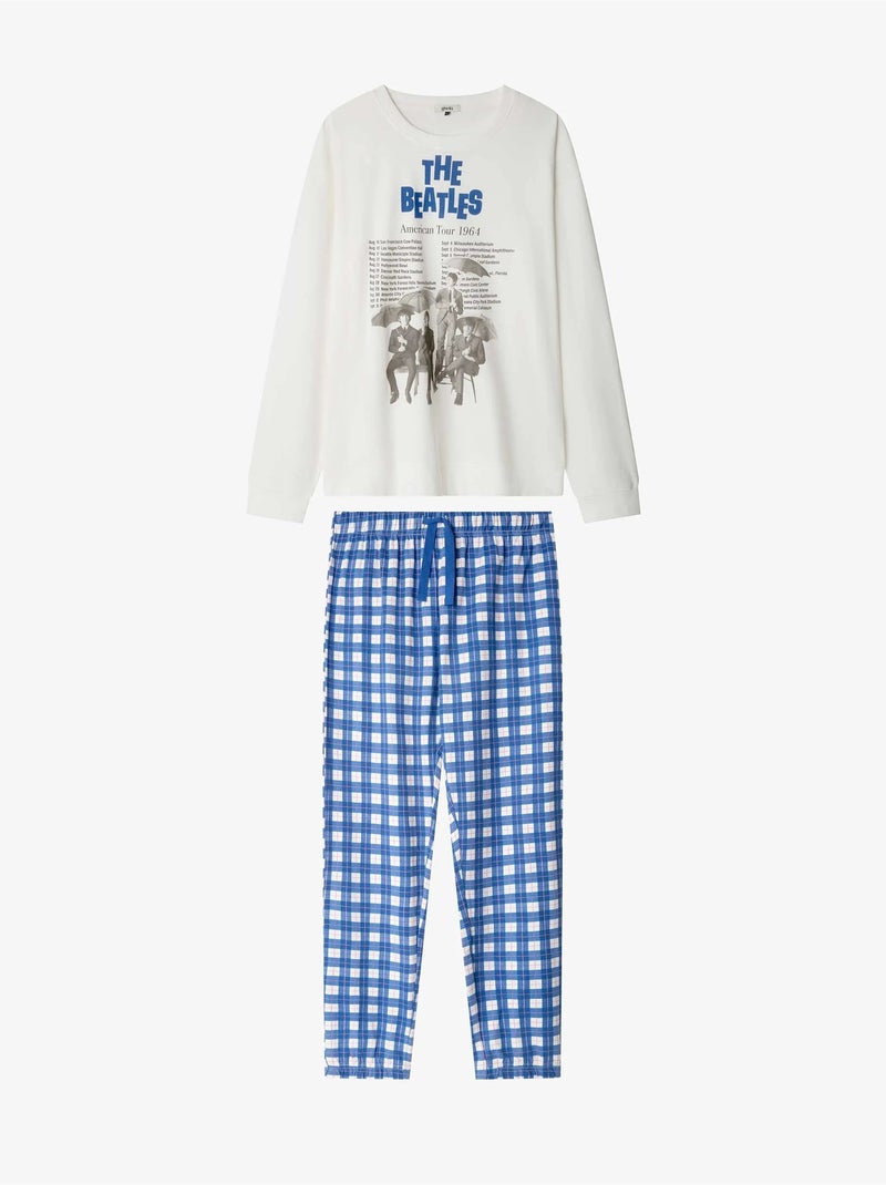 Ensemble pyjama homme the beatles avec pantalon à rayures Ecru - Kiabi