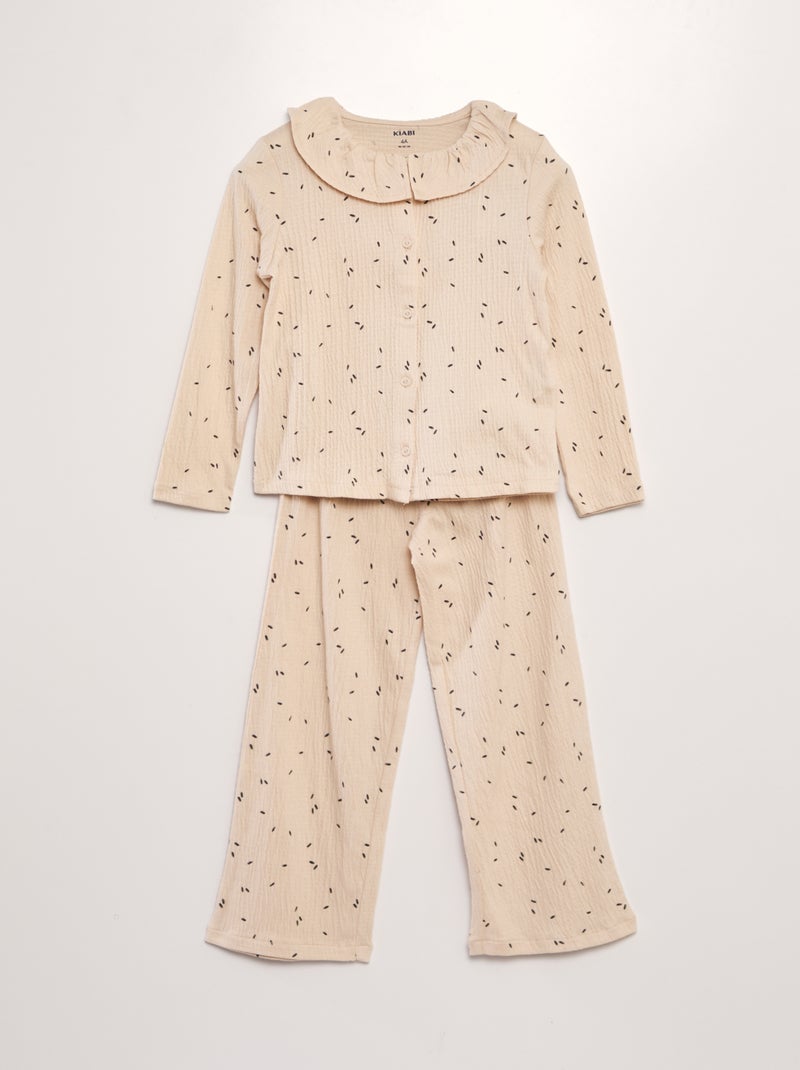 Ensemble pyjama imprimé - 2 pièces Beige - Kiabi