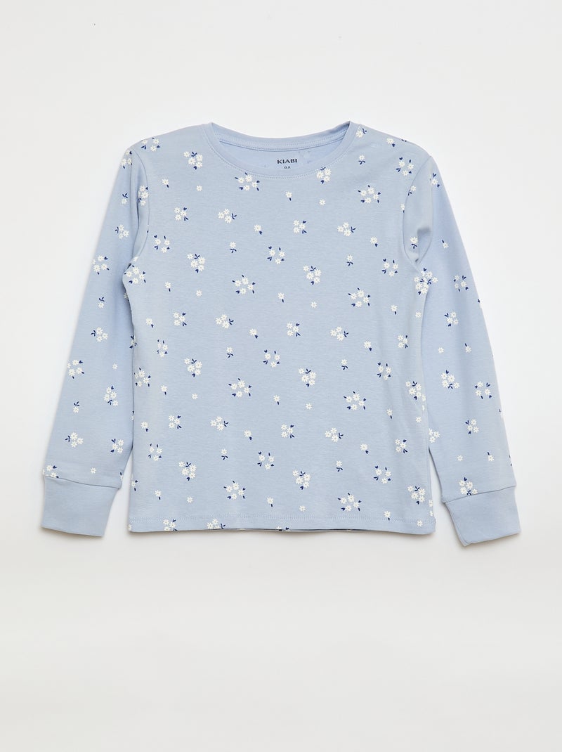 Ensemble pyjama imprimé t-shirt + pantalon - 2 pièces Bleu - Kiabi