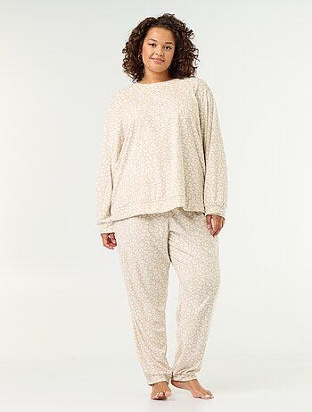 Ensemble pyjama long 2 pièces imprimé en polaire