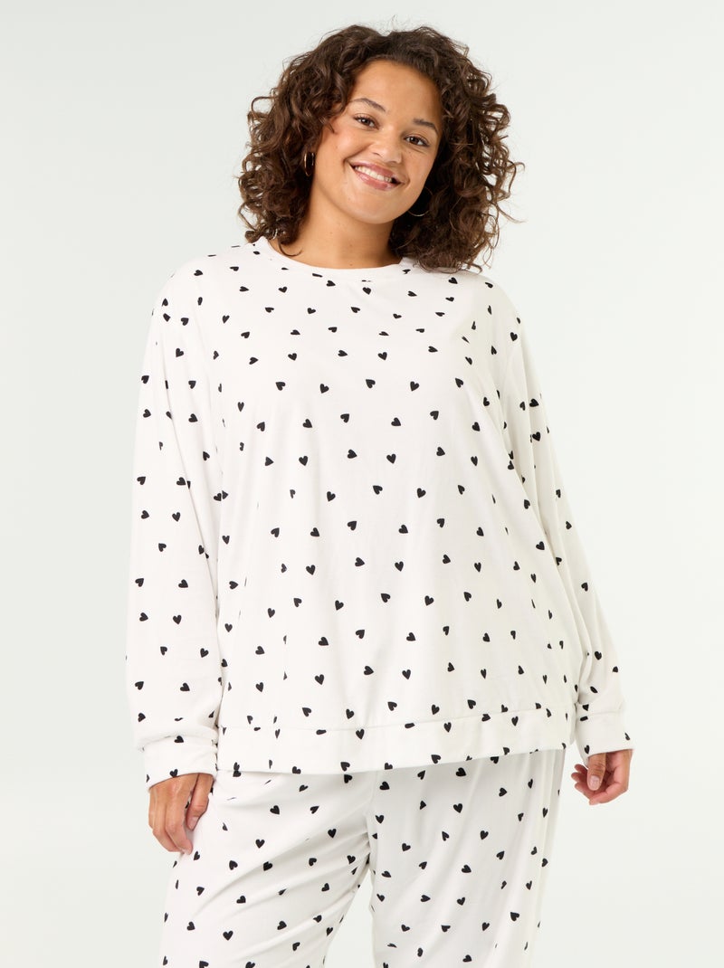 Ensemble pyjama long 2 pièces imprimé en polaire Blanc - Kiabi
