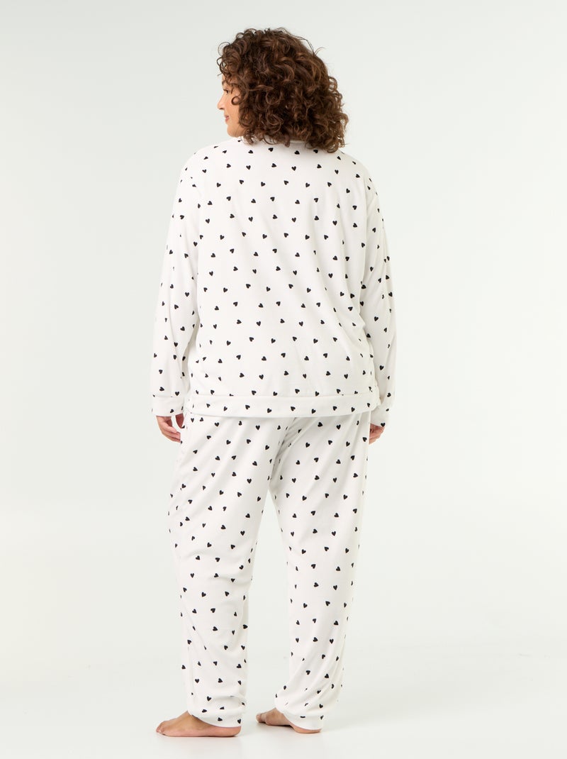 Ensemble pyjama long 2 pièces imprimé en polaire Blanc - Kiabi