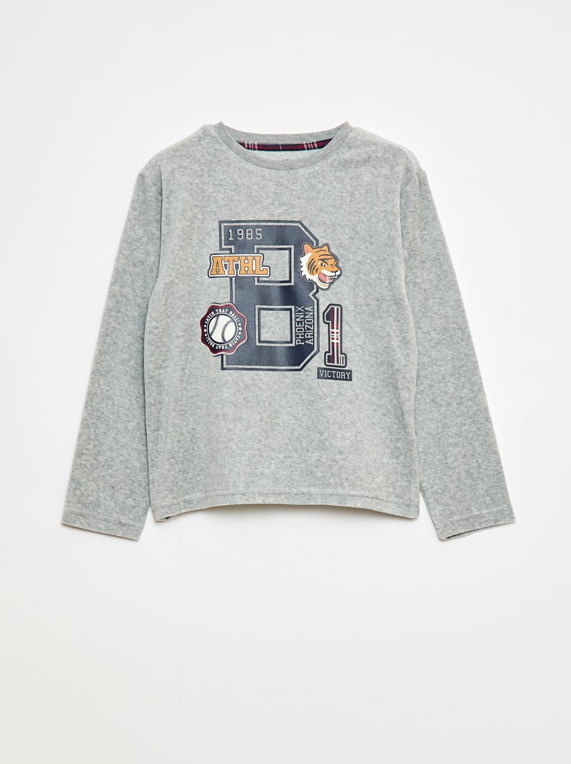 Ensemble pyjama long bimatière t-shirt + pantalon - 2 pièces Bleu - Kiabi