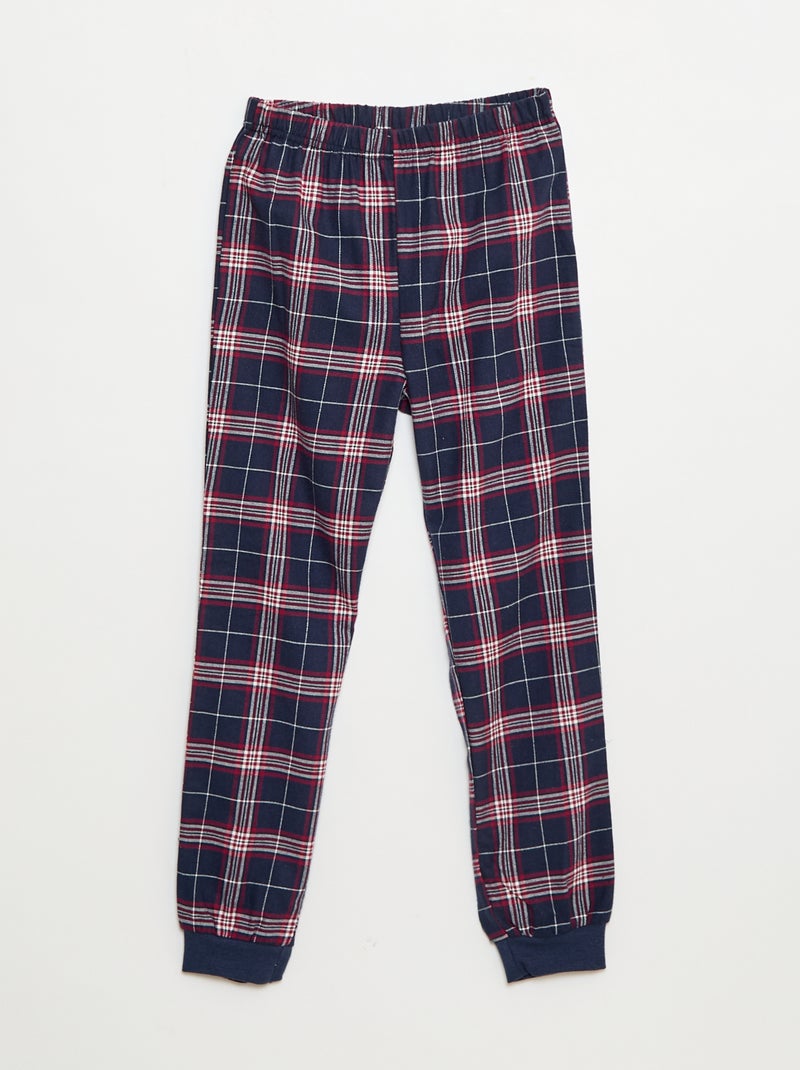 Ensemble pyjama long bimatière t-shirt + pantalon - 2 pièces Bleu - Kiabi