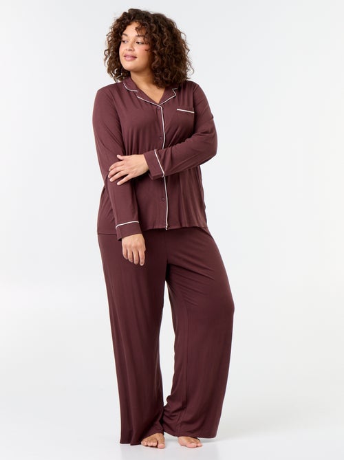 Ensemble pyjama long chemise + pantalon - 2 pièces - Kiabi