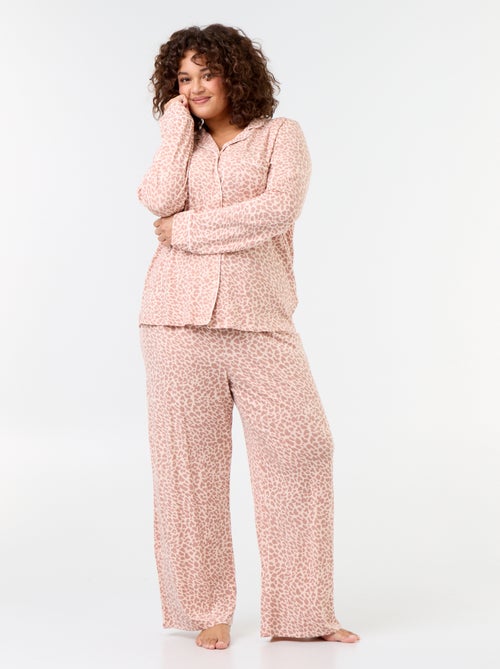 Ensemble pyjama long chemise + pantalon - 2 pièces - Kiabi