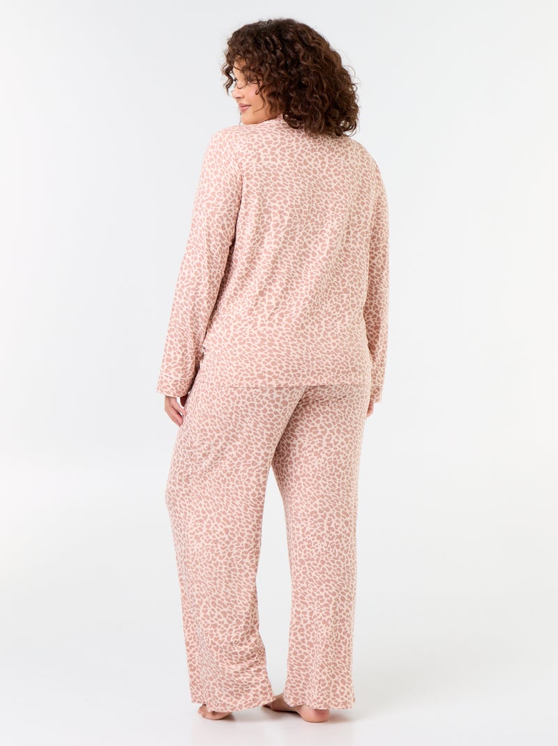Ensemble pyjama long chemise + pantalon - 2 pièces Rose - Kiabi