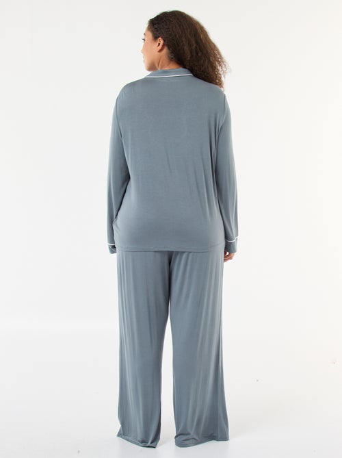 Ensemble pyjama long chemisier + pantalon - 2 pièces - Kiabi