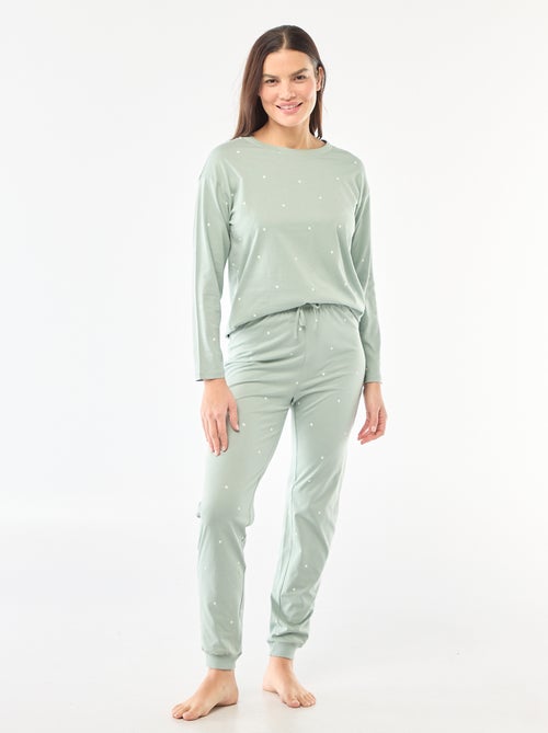Ensemble pyjama long en coton - 2 pièces - Kiabi