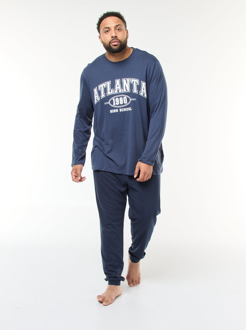Ensemble pyjama long en jersey t-shirt + pantalon - 2 pièces Bleu - Kiabi