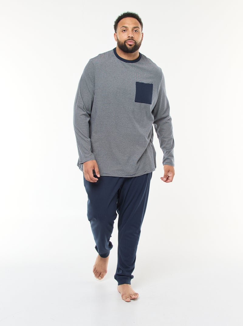 Ensemble pyjama long en jersey t-shirt + pantalon - 2 pièces Bleu - Kiabi