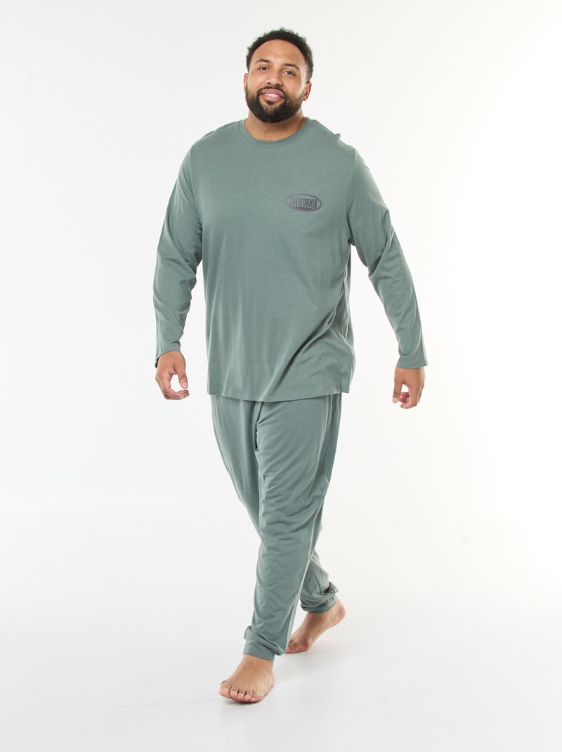 Ensemble pyjama long en jersey t-shirt + pantalon - 2 pièces Vert - Kiabi