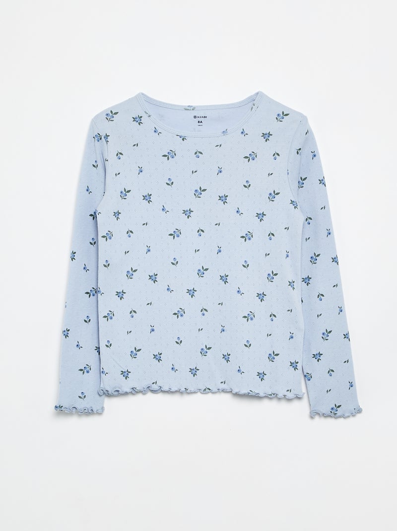 Ensemble pyjama long en maille pointelle - 2 pièces Bleu - Kiabi