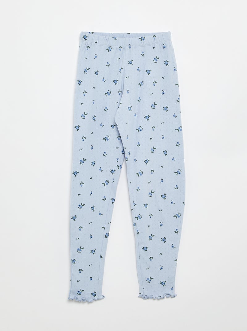 Ensemble pyjama long en maille pointelle - 2 pièces Bleu - Kiabi