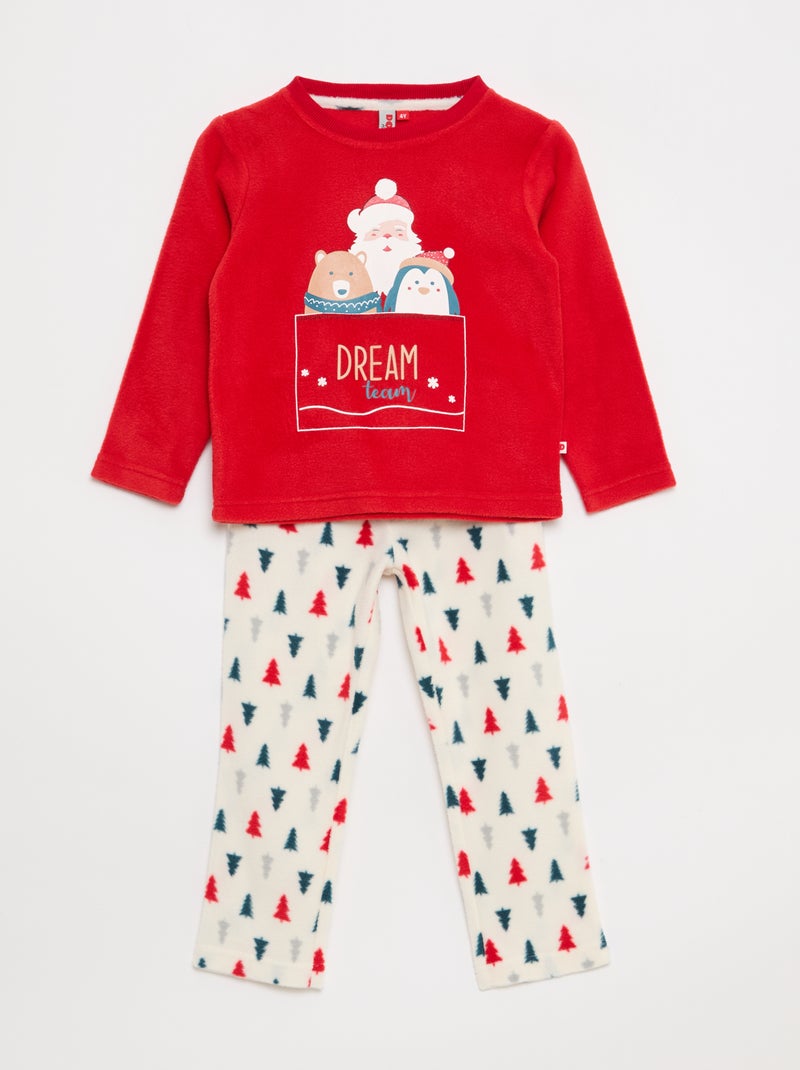 Ensemble pyjama long en micropolaire - 2 pièces Rouge - Kiabi