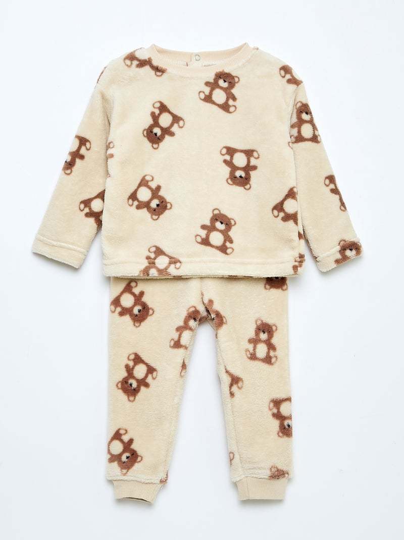 Ensemble De Pyjama 2 Pièces En Polaire Pour Tout-petits Garçons Et Filles - Ensemble De Pyjama Chaud Boutonné - Ensemble Haut Pantalon, Bleu, 18 à 24 Mois