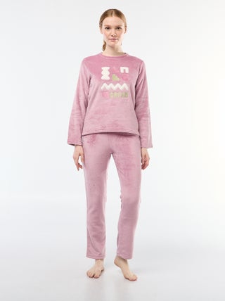 Ensemble pyjama long en polaire - 2 pièces