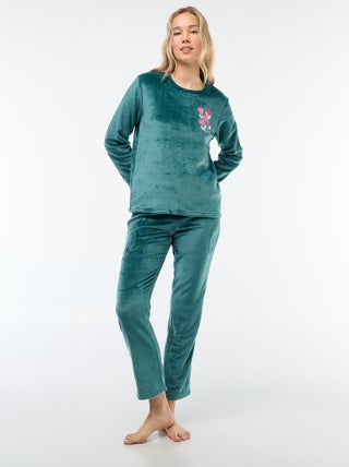 Ensemble pyjama long en polaire - 2 pièces