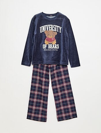 Ensemble pyjama long en polaire t-shirt + pantalon - 2 pièces