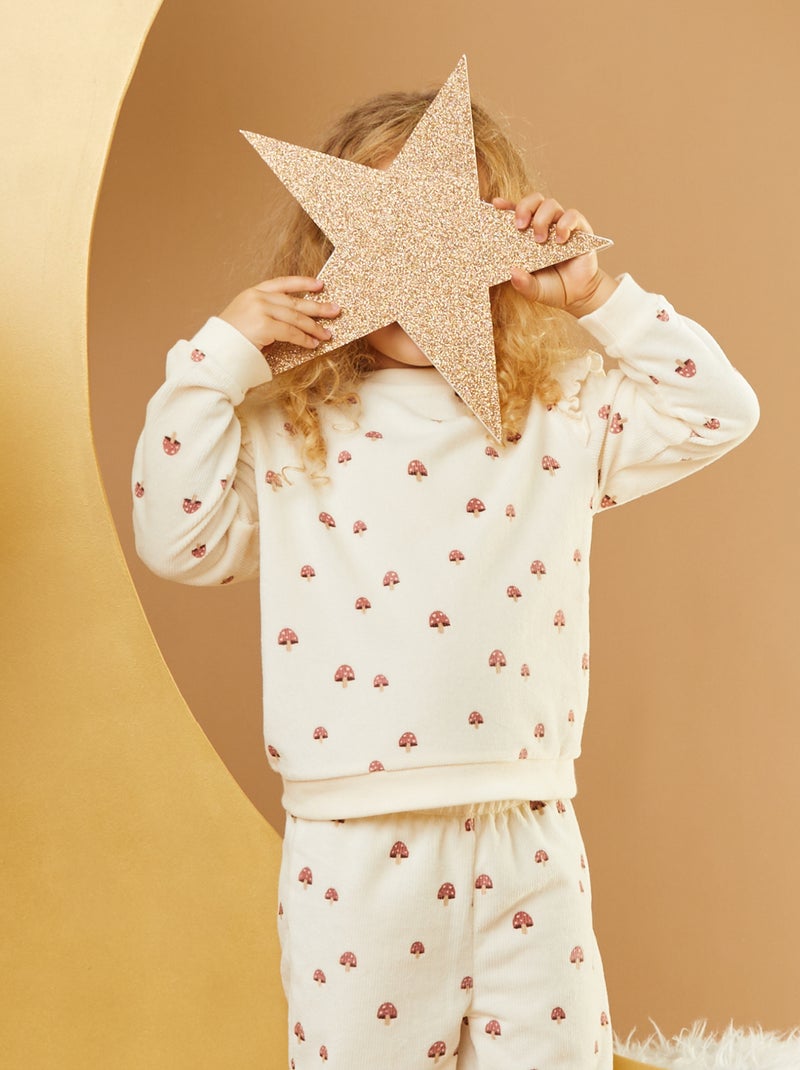 Ensemble pyjama long en velours - 2 pièces Beige - Kiabi