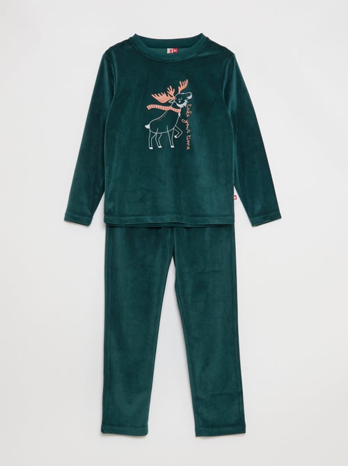Ensemble pyjama long en velours - 2 pièces - Kiabi