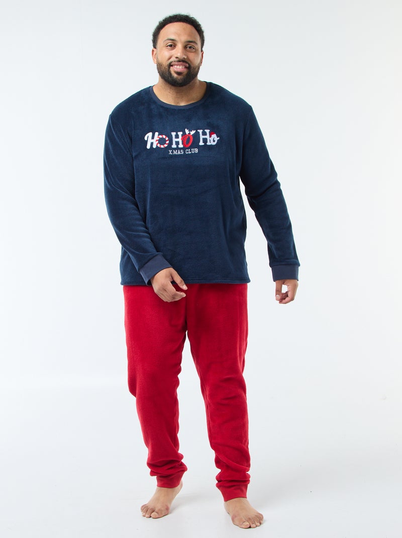 Ensemble pyjama long esprit Noël - 2 pièces Bleu/rouge - Kiabi