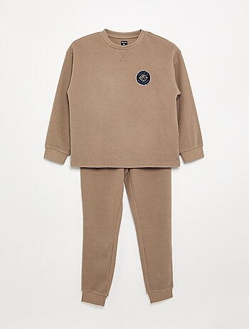 Ensemble pyjama long gaufré - 2 pièces