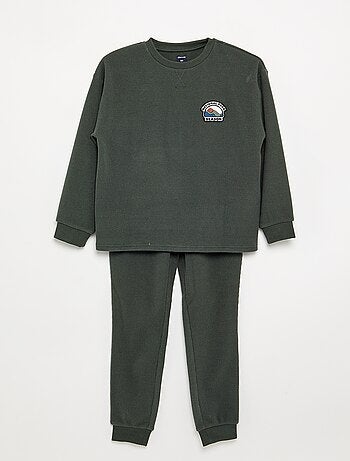 Ensemble pyjama long gaufré - 2 pièces