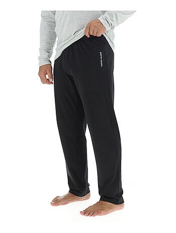 Ensemble pyjama long homme en coton uni logo poitrine pierre cardin