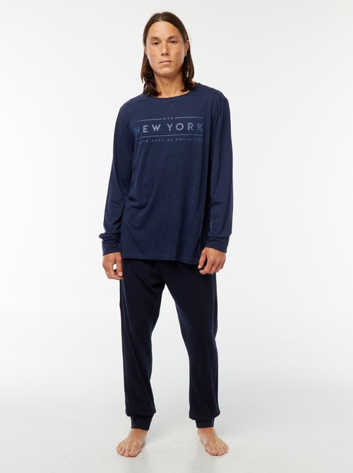 Ensemble pyjama long pantalon + t-shirt - 2 pièces - Kiabi