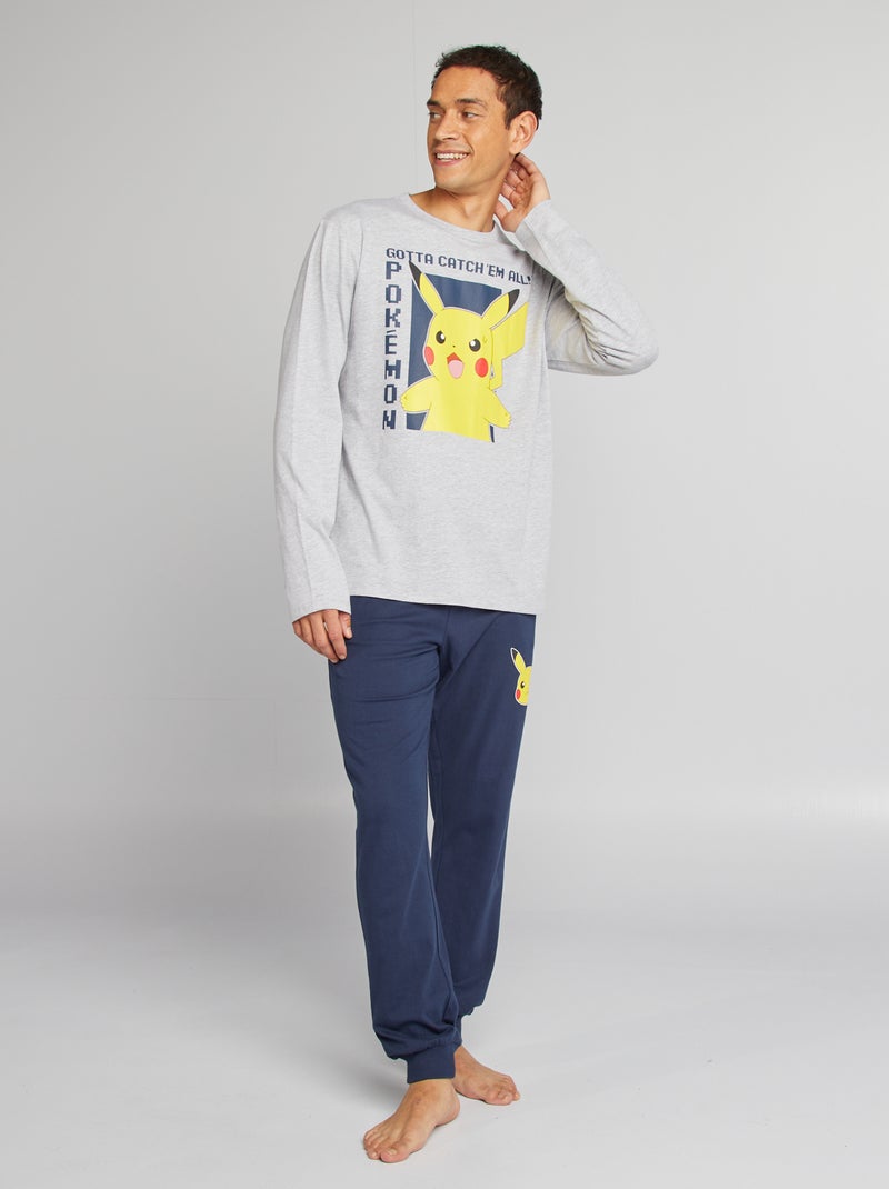 Ensemble pyjama long 'Pikachu' - 2 poches Gris - Kiabi