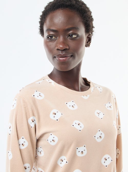 Ensemble pyjama long polaire t-shirt + pantalon -  2 pièces - Kiabi