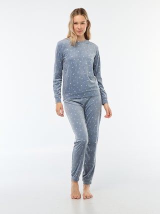Ensemble pyjama long polaire t-shirt + pantalon -  2 pièces