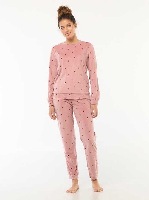 Ensemble pyjama long polaire t-shirt + pantalon -  2 pièces - Kiabi