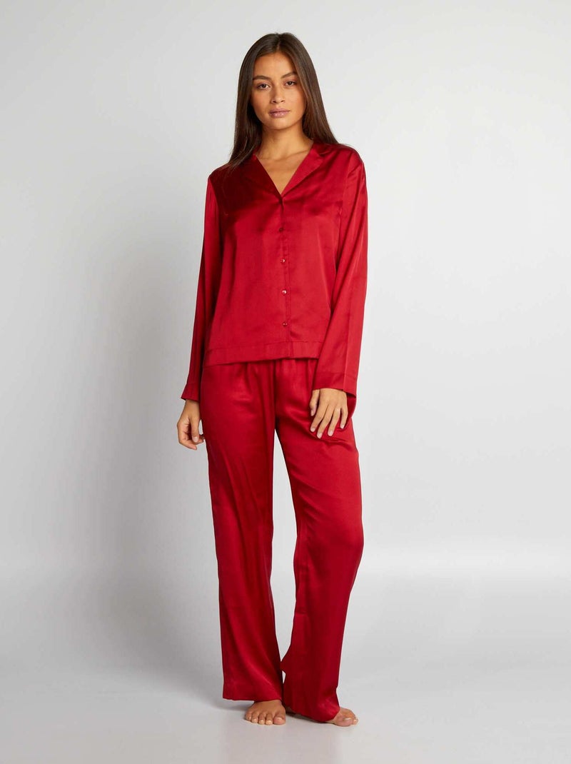 Ensemble pyjama long satiné - 2 pièces Rouge - Kiabi