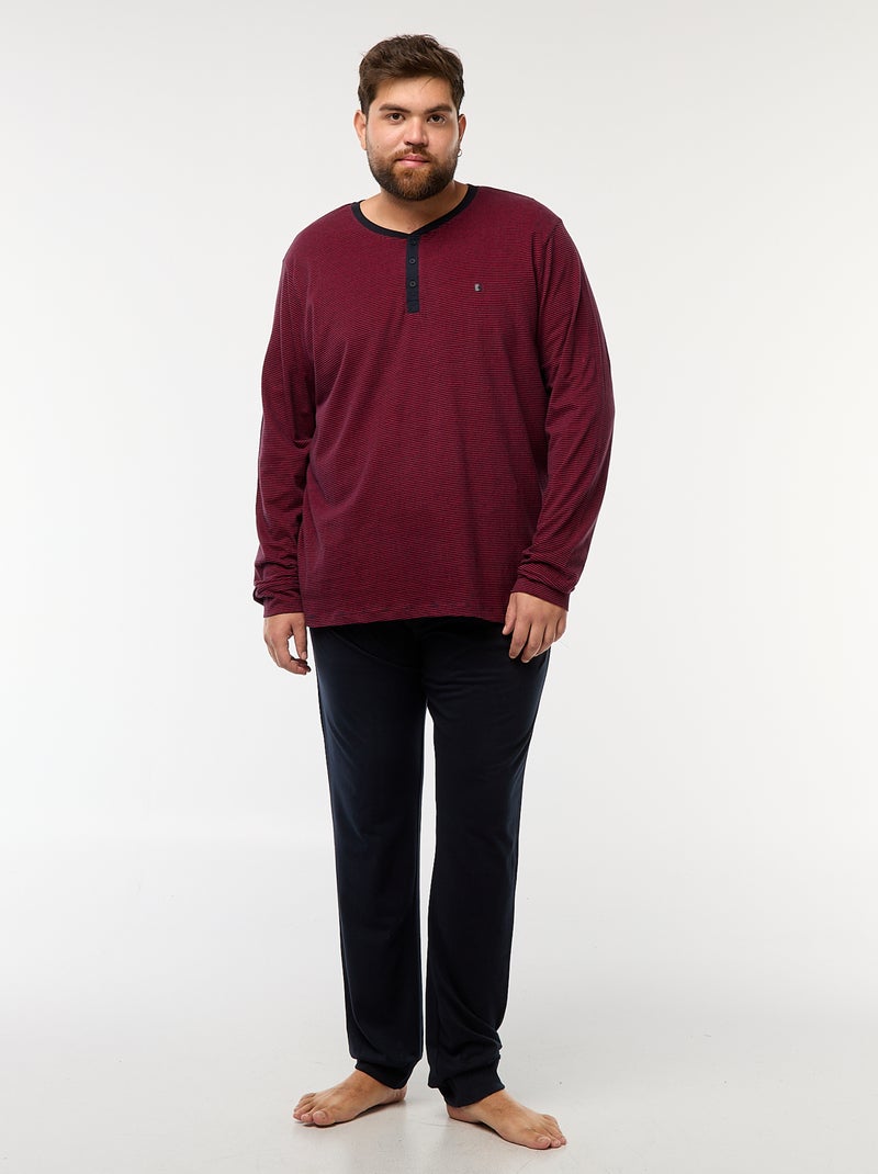 Ensemble pyjama long t-shirt + pantalon - 2 pièces Bleu - Kiabi