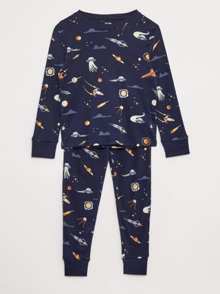 Ensemble pyjama long t-shirt + pantalon avec motif all over