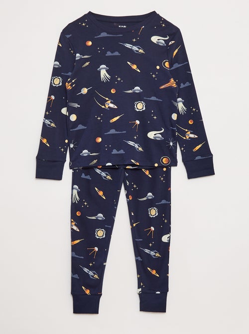 Ensemble pyjama long t-shirt + pantalon avec motif all over - Kiabi