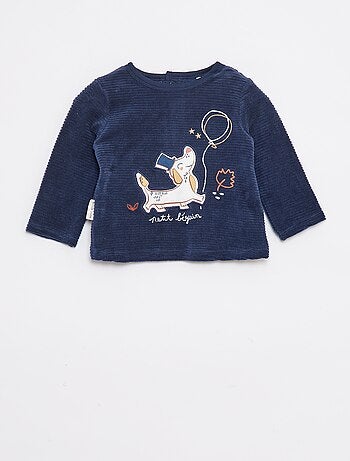 Ensemble pyjama long t-shirt + pantalon avec pieds en polaire - 2 pièces