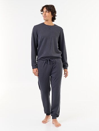 Ensemble pyjama long t-shirt + pantalon gaufrés - 2 pièces